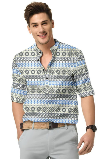 Men's Printed Spread Collar Casual Shirt Multicolor
